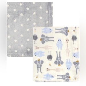 Hudson Baby Unisex Baby Cozy Plush Luxury Blankets 2pk, Royal Safari, One Size